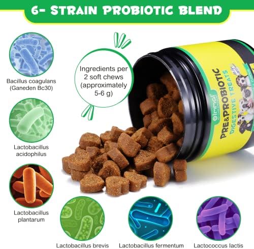 Probiotics for Dogs Digestive Health, Digestive Soft Chews for Dogs, Dog Probiotics and Digestive Enzymes, 120 Dog Chews Omega-3 & 6, Vitamin, Improve Digestion, Immunity
