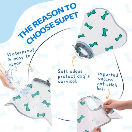 Dog Cone After Surgery - Soft, Comfortable, Adjustable Recovery Collar for Large, Medium, Small Dogs - Stop Licking with Soft Protect Edge (Bone, XL)