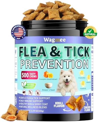 Flea and Tick Prevention for Dogs, 500 Crunchy Tasty Chews, Chicken Flavor
