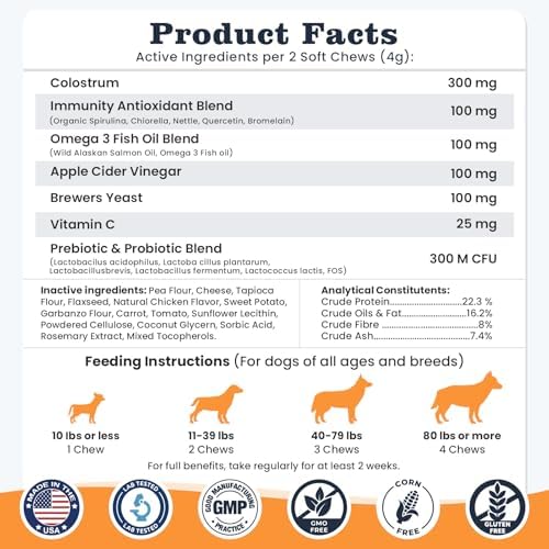 Dog Allergy & Immune Chews 300 Treats, Itching Skin Relief Chews Omega 3 Fish Oil Probiotics for Seasonal All Issues Allergies Skin & Hair, Gut, Immune-All Ages & Sizes Dogs Made in USA Chicken Flavor