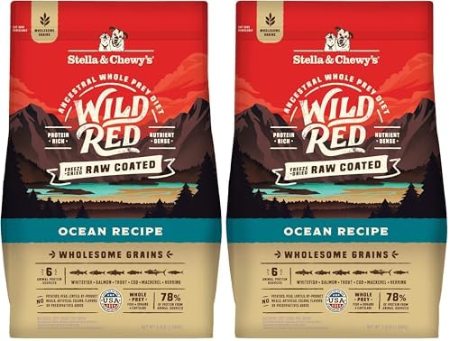 Stella & Chewy's Wild Red Dry Dog Food Raw Coated High Protein Wholesome Grains Ocean Recipe, 3.5 lb. Bag (Pack of 2)