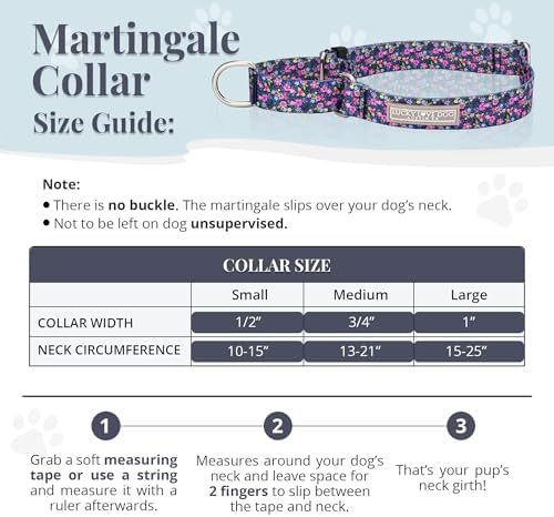 Lucky Love Dog Martingale Collar for Medium Dogs No Slip – Primrose, Medium