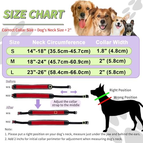 Martingale No Pull Dog Collar for Large Medium Dogs Training Walking, Heavy Duty Nylon Reflective Adjustable Anti Pull Slip Collar with Buckle M Red