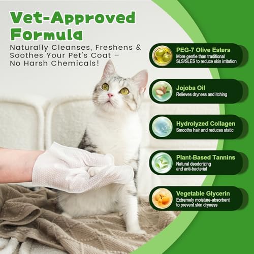 Pet Glove Wipes for Dogs & cat , Pet Cleaning Gloves Individual Packing