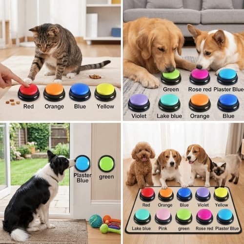Dog Training Buttons Recordable Sound Generator for Pet Communication, Durable ABS with 3.15 Inch Design for Small Medium Dogs(Bright Orange)