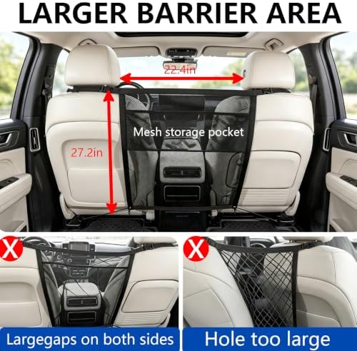 Dog Car Barrier for SUV Truck, Pet Divider Net with Mesh