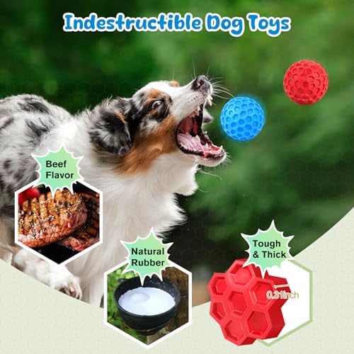 Squeaky Dog Toys for Aggressive Chewers, Indestructible Dog Balls for Aggressive Chewers, Squeaky Balls for Dogs, Interactive Toys for Large Dogs, Funny Heavy Duty Ball
