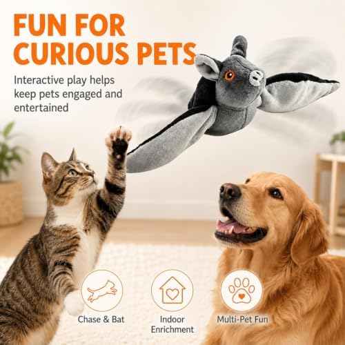 Flying Bat Dog Toy, Interactive Pet Toy that Flaps and Flies, Keeps Dogs Active and Engaged, Indoor Exercise Chase Toy for Puppies and Adult Dogs (Itachi)
