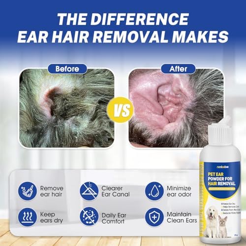Dog Ear Hair Removal Tool & Ear Powder, 5.5-Inch Curved Forceps