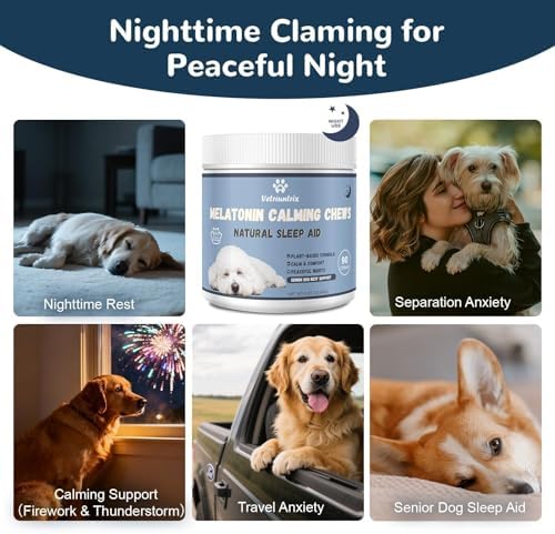 Melatonin for Dogs, 200ct Dog Calming Chews with Melatonin for Sleep, Fireworks, Storms, Thunder, Barking, Separation, Calming Chews for Dogs with Valerian Root & L-Theanine