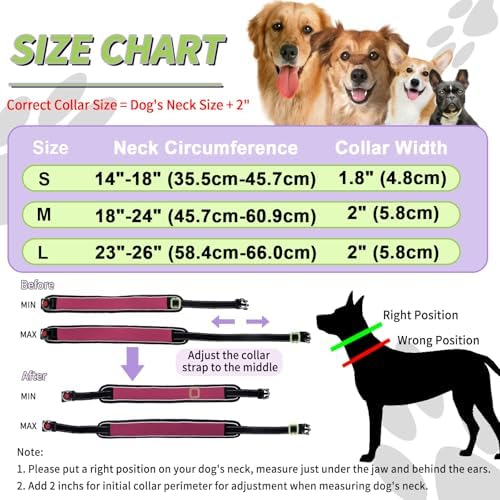 Martingale No Pull Dog Collar for Large Medium Dogs Training Walking, Heavy Duty Nylon Reflective Adjustable Anti Pull Slip Collar with Buckle S Wine Red