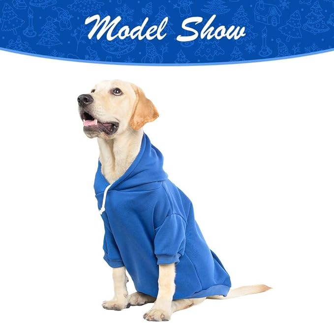 KOOLTAIL Basic Dog Hoodie - Soft and Warm Dog Hoodie Sweater with Leash Hole and Pocket, Dog Winter Coat, Cold Weather Clothes Sweatshirt for Small Medium Large Dogs Puppy Cat Boys Girls Blue XXL