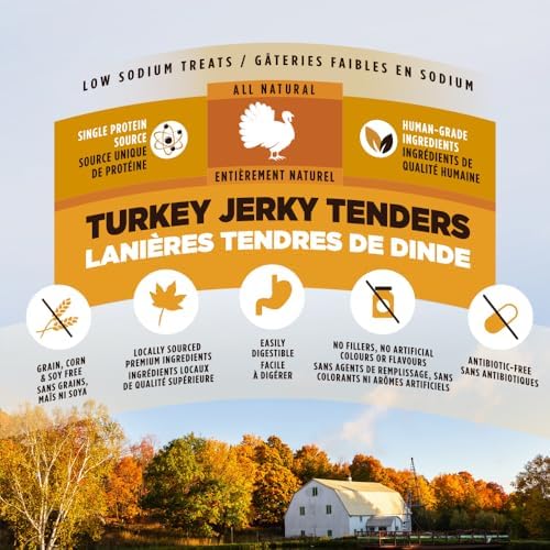ZEAL Natural Turkey Jerky Tenders for Dogs, 100% Real Canadian Turkey, Lean Weight Management Protein, Grain Free, Soft Training Treats, Air-Dried, Made in Canada, 10oz