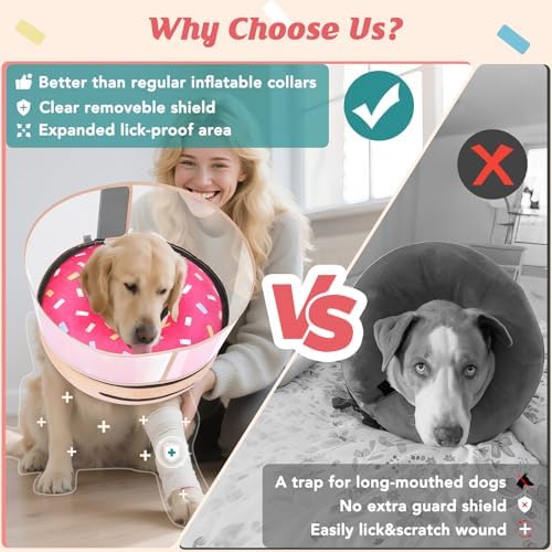Inflatable Dog Cone with Anti-Licking Clear Shield, Fits Small Dogs
