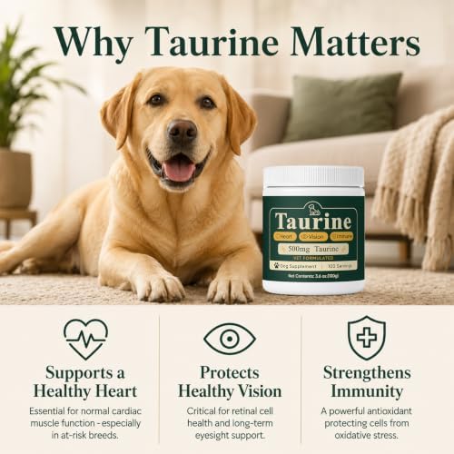 Happy Wags Taurine for Dogs, Taurine Powder for Dogs, Taurine Supplement Support Vision, Heart & Immune, 100 Grams (1)