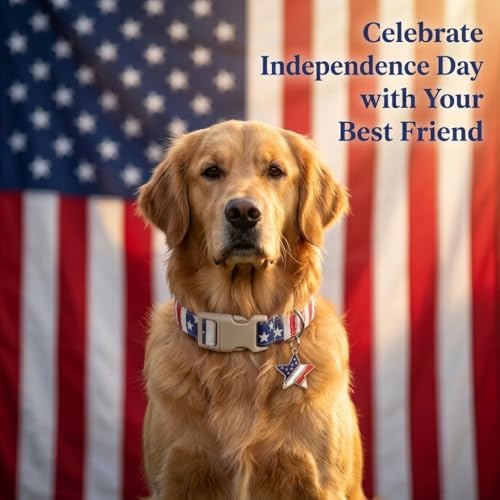 American Flag Dog Collar, Patriotic Dog Collar for Boys Girls Dog, Adjustable Puppy Collar with Star Pattern for 4th of July Occasion & Daily Walking, Fits Small Breeds