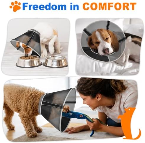 Breathable Mesh Dog Cone Collar for Surgery, Soft Elizabethan Recovery Alternative to Stop Licking,Pet Neck Collar for Large Medium Small Breeds