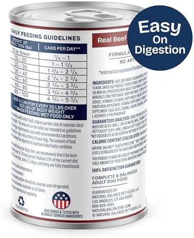Natural Balance Health Protection Wet Dog Food, Beef Stew, 12.5 oz, 6 Pack