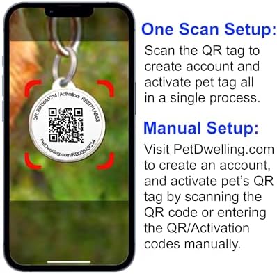 Pet Dwelling Aluminum QR Pet ID Tag – Smart Dog & Cat Tags with Free Personalized Online Profile, Instant Scan Alerts & AI-Powered Insights (Bone Pink)