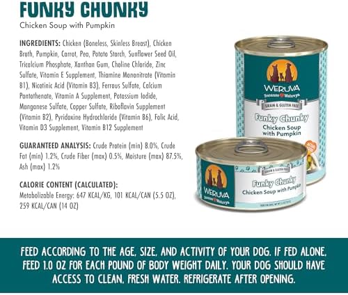 Weruva Classic Dog Food, Funky Chunky Chicken Soup with Chicken Breast & Pumpkin in Gravy, 14oz Can (Pack of 12)