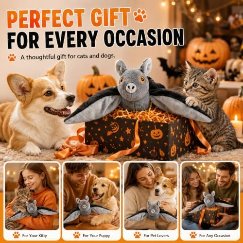 Flying Bat Toy for Dogs & Cats, Flapping Wings Interactive Pet Toy，Realistic Bat Flight, Authentic Chirping/Feather Sounds, Hanging and Ground Play 1pc