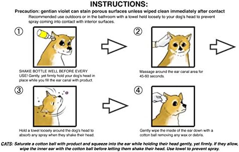 Immediate, Natural Relief with Witch Hazel Dog and Cat Ear Cleaner. Quickly Relieves Ear Infection Symptoms in 3-5 Days. 4 oz. Easy, 1-Step