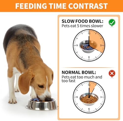 Slow Feeder Dog Bowls Insert, Bestalk Soft Silicone Slow Eating Feeder Insert with Suction Cups for Small, Medium and Large Dogs, Fit into Basic and Elevated Dog Bowls, Dark Blue