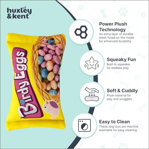 Huxley & Kent Power Plush Squeaky Dog Toy, Birdy Eggs, Large