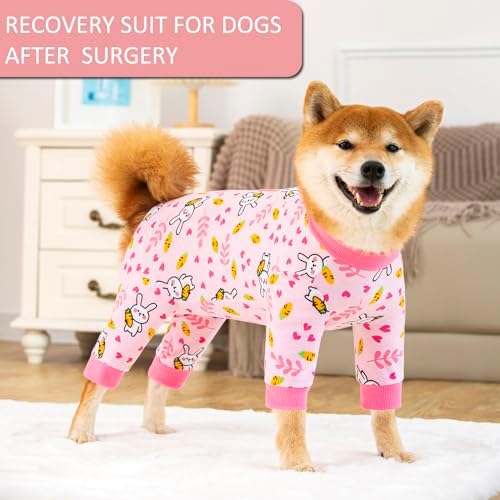 Dog Recovery Suit for Small Medium Large Dogs, Pet Onesie After Surgery Comfort Dog Bodysuit Anti Licking (Bunny Carrot,4XL)