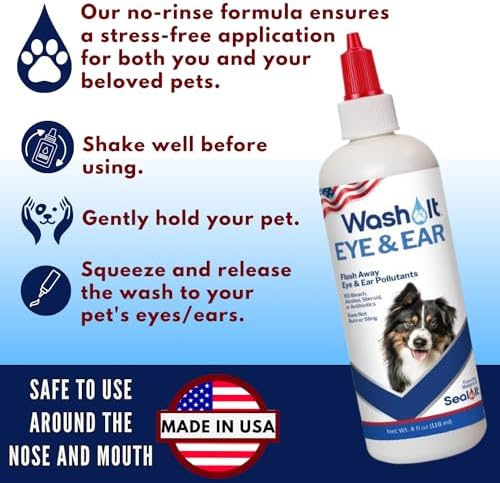 Wash-It Eye & Ear Wash for Pets, Hypochlorous Acid Tear Stain Remover