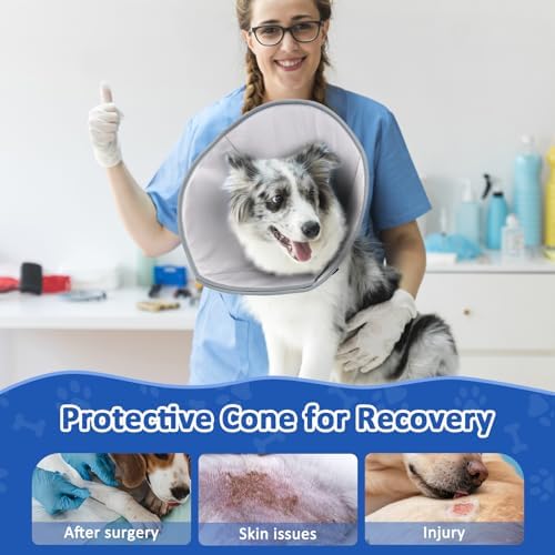 BARKLESS Soft Dog Cone for Large Dogs After Surgery, Fabric E Collar
