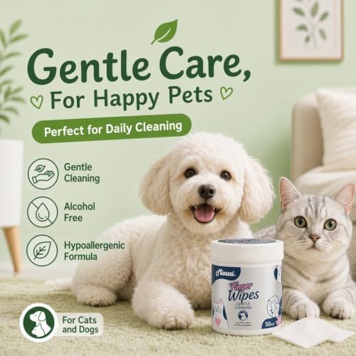 Pet Finger Wipes, Gentle Dog Eye Wipes for Tear Stains, 50 Count