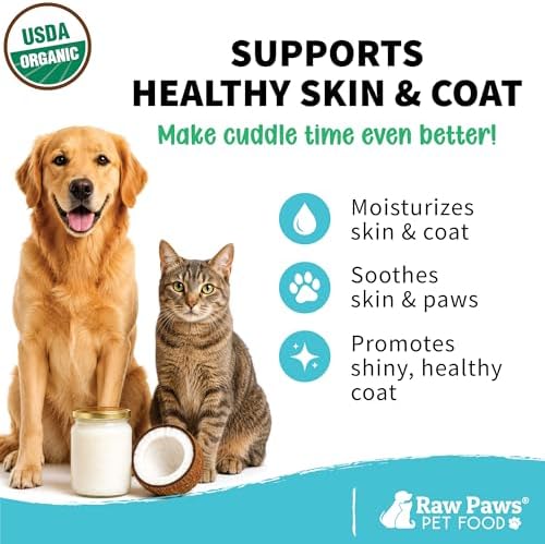 Raw Paws Virgin Organic Coconut Oil for Dogs & Cats (16-oz) - Skin & Coat