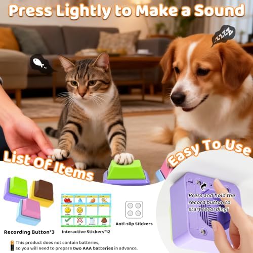 3 Pack Voice Recording Button, Dog Buttons for Communication