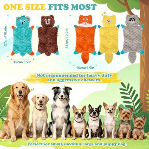 No Stuffing Squeaky Dog Toys for Small Medium Large Dogs, 5 Pack Durable Plush Puppy Chew Toys for Teething and Chewing, Interactive Dog Chew Toy to Keep Them Busy