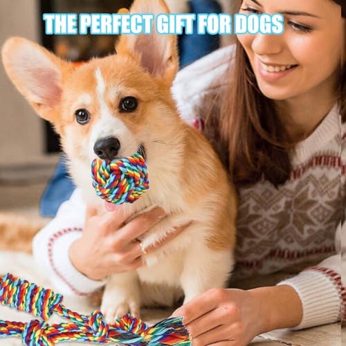 Celery Tough Dog Toys for Aggressive chewers - 7 Pack Durable Cotton Rope chew Toys for Large Dogs and Medium, Interactive tug of War, Teeth Cleaning, Puppy Training and Fetch Play (7 Pack)