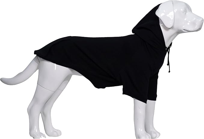 Lovelonglong Blank Basic Hoodie Sweatshirt for Dogs 100% Cotton Fits Small Medium Dachshund Large Dog Black D-L