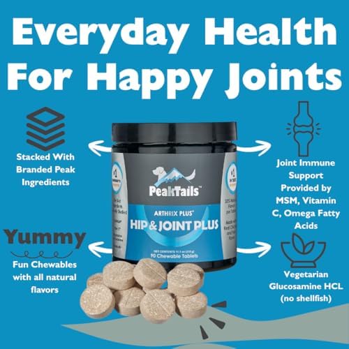 KALA HEALTH PeakTails Vet-Formulated Hip & Joint Plus for Dogs, 90 Count