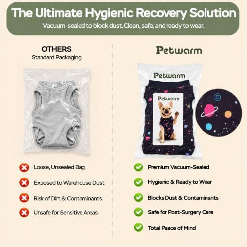 PetWarm Dog Recovery Suit, Dog Bodysuit After Surgery, Galaxy, Black, L