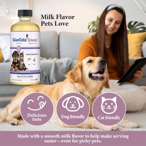 Giarcidia Flea & Tick Support for Cats & Dogs – Oral Suspension, Milk Flavor, 60ml Glass Bottle with 3ml Syringe Dropper – Fast Acting Pet Care Formula