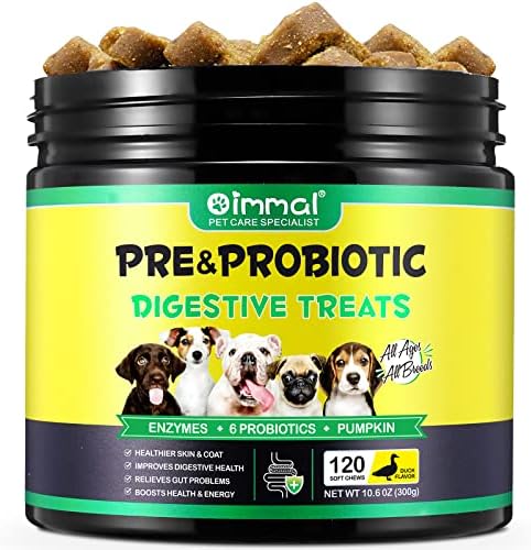 Probiotics for Dogs Digestive Health, Digestive Soft Chews for Dogs, Dog Probiotics and Digestive Enzymes, 120 Dog Chews Omega-3 & 6, Vitamin, Improve Digestion, Immunity