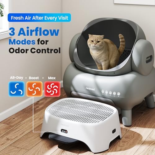 Neakasa M1 Plus Open-Top Self Cleaning Cat Litter Box with Airstep, 2-in-1 Air Purifier and Cat Step