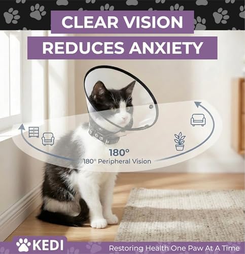 Cat Cone Collar After Surgery to Stop Licking, Escape-Proof, Black Small