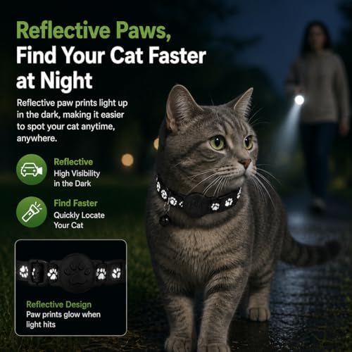 GPS Collar for Cats (Android Only) Smart tag,Pet Tracker,Waterproof Compatible with Google Find My,No Monthly Fee,Tracking Solution Smart Collar for Pet Safety,Small Large Cats