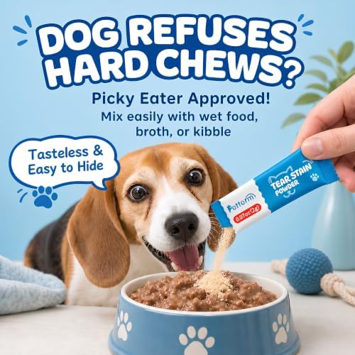 Tear Stain Remover Powder for Dogs & Cats, Probiotic Supplement, 15 Sachets