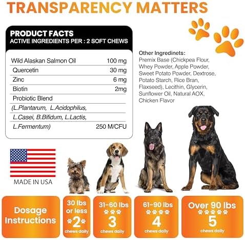 Omega 3 for Dogs - Fish Oil for Dogs Chews - Allergy and Itch Relief