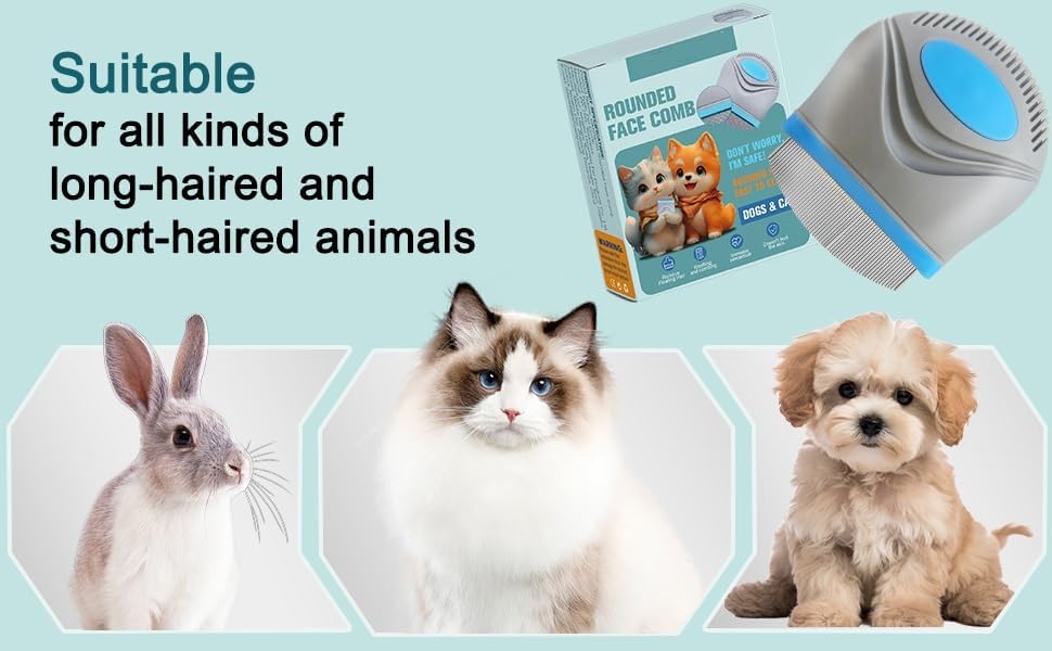 PET Facial Grooming Comb，Stress-free Tear Stain Remover for Dogs & Cats