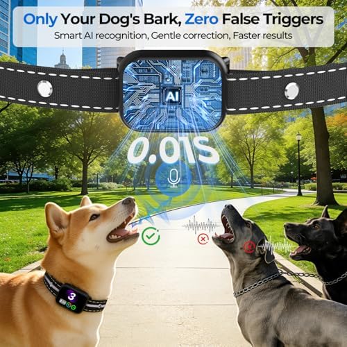 RPZ Automatic Dog Bark Collar for Small Medium Large Dogs 8-150 Lbs, Pink | Rechargeable, bark count tracking, 4 training modes, 3 sensitivity levels, IP67 waterproof, beep, vibration and shock