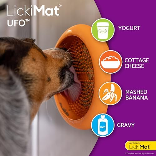 LickiMat UFO Purple - Perfect Bathing and Shower Ditractor. Natural Rubber LickiMat with Soother Nubs. runny Treats. Unique Food and Dribble Catcher Design. Suitable for All Flat Surfaces.
