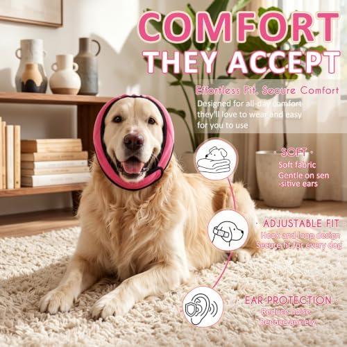 Aliceset 1pcs Dog Ear Muffs, Quiet Ears for Dogs,Pink,L